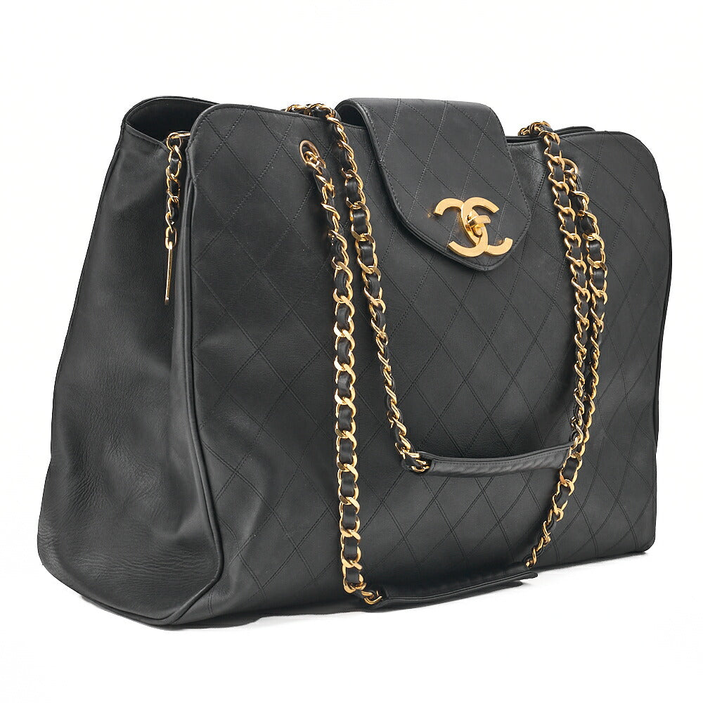 CHANEL Shoulder Bag Supermodel Matelasse Bicolore Double Chain Shoulder Lambskin Black Gold-Tone Hardware, Pre-Owned