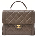 CHANEL Handbag Matelasse Caviar Skin Brown Gold-Tone Hardware, Pre-Owned