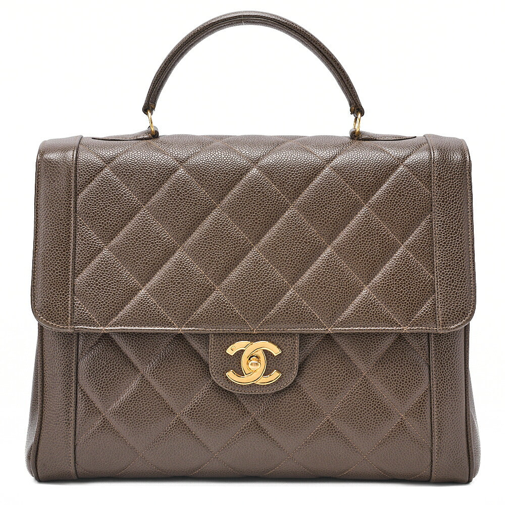 CHANEL Handbag Matelasse Caviar Skin Brown Gold-Tone Hardware, Pre-Owned