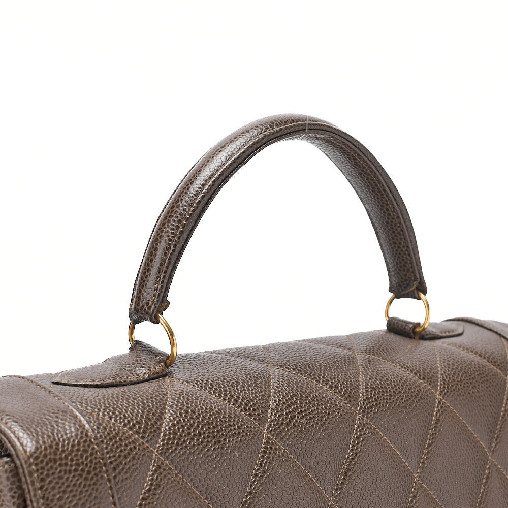 CHANEL Handbag Matelasse Caviar Skin Brown Gold-Tone Hardware, Pre-Owned
