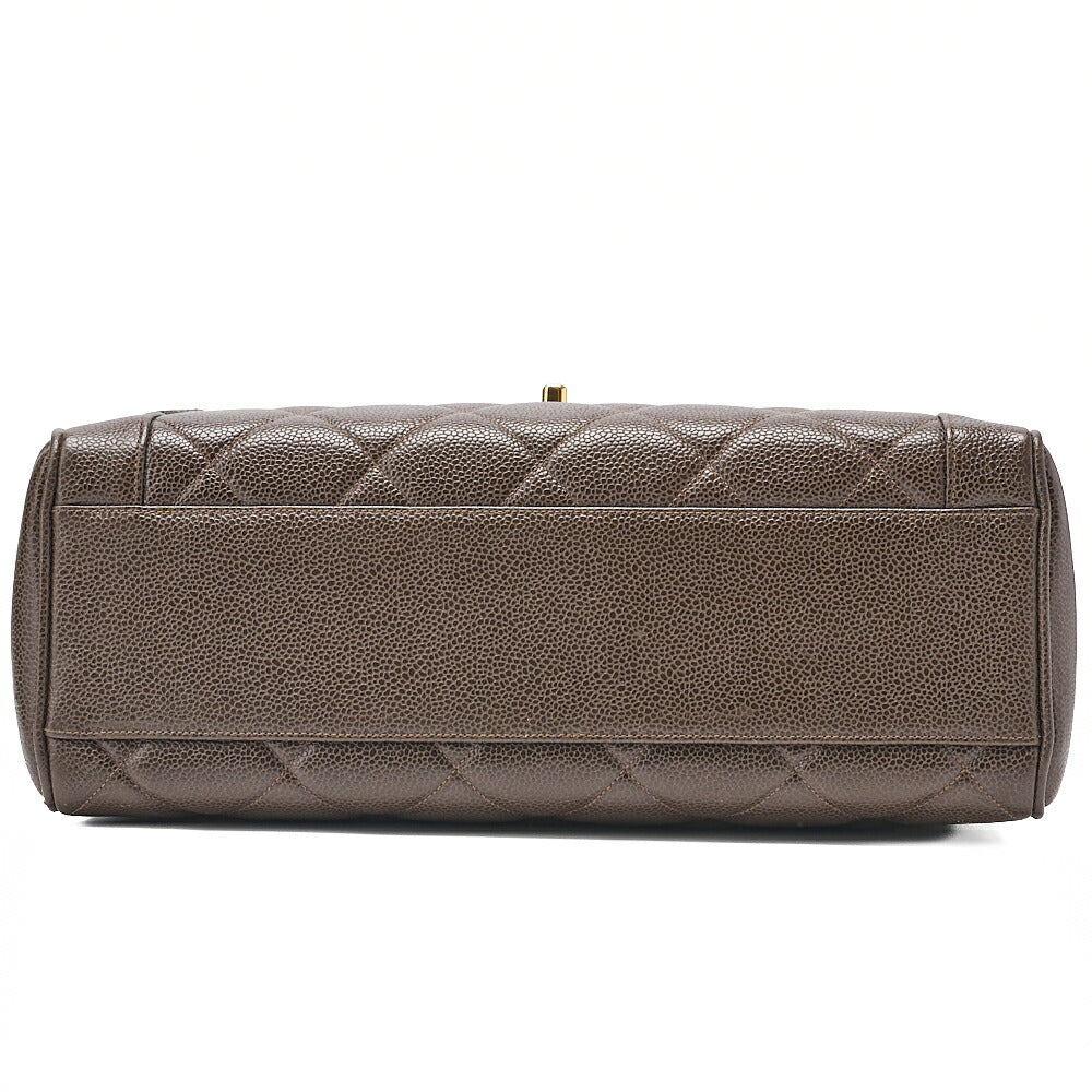 CHANEL Handbag Matelasse Caviar Skin Brown Gold-Tone Hardware, Pre-Owned