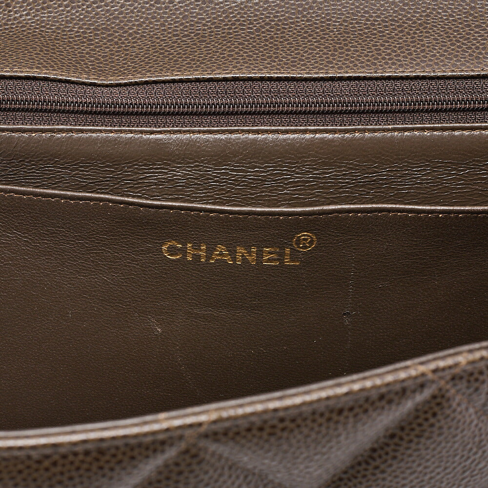 CHANEL Handbag Matelasse Caviar Skin Brown Gold-Tone Hardware, Pre-Owned