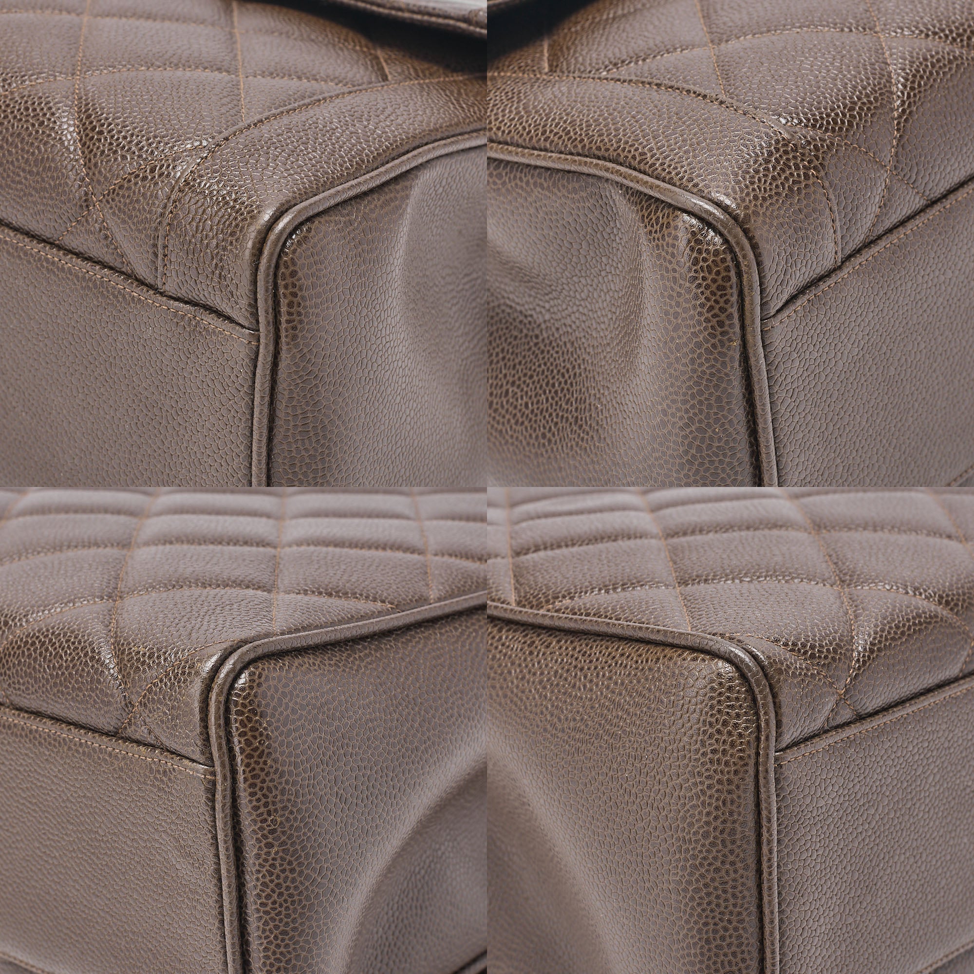 CHANEL Handbag Matelasse Caviar Skin Brown Gold-Tone Hardware, Pre-Owned