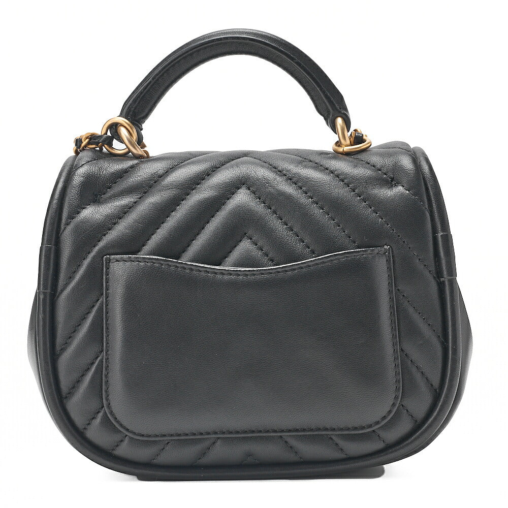 CHANEL Matelasse 2WAY Chevron Chain Shoulder Handbag Lambskin Black Gold -Tone Hardware, Pre-Owned