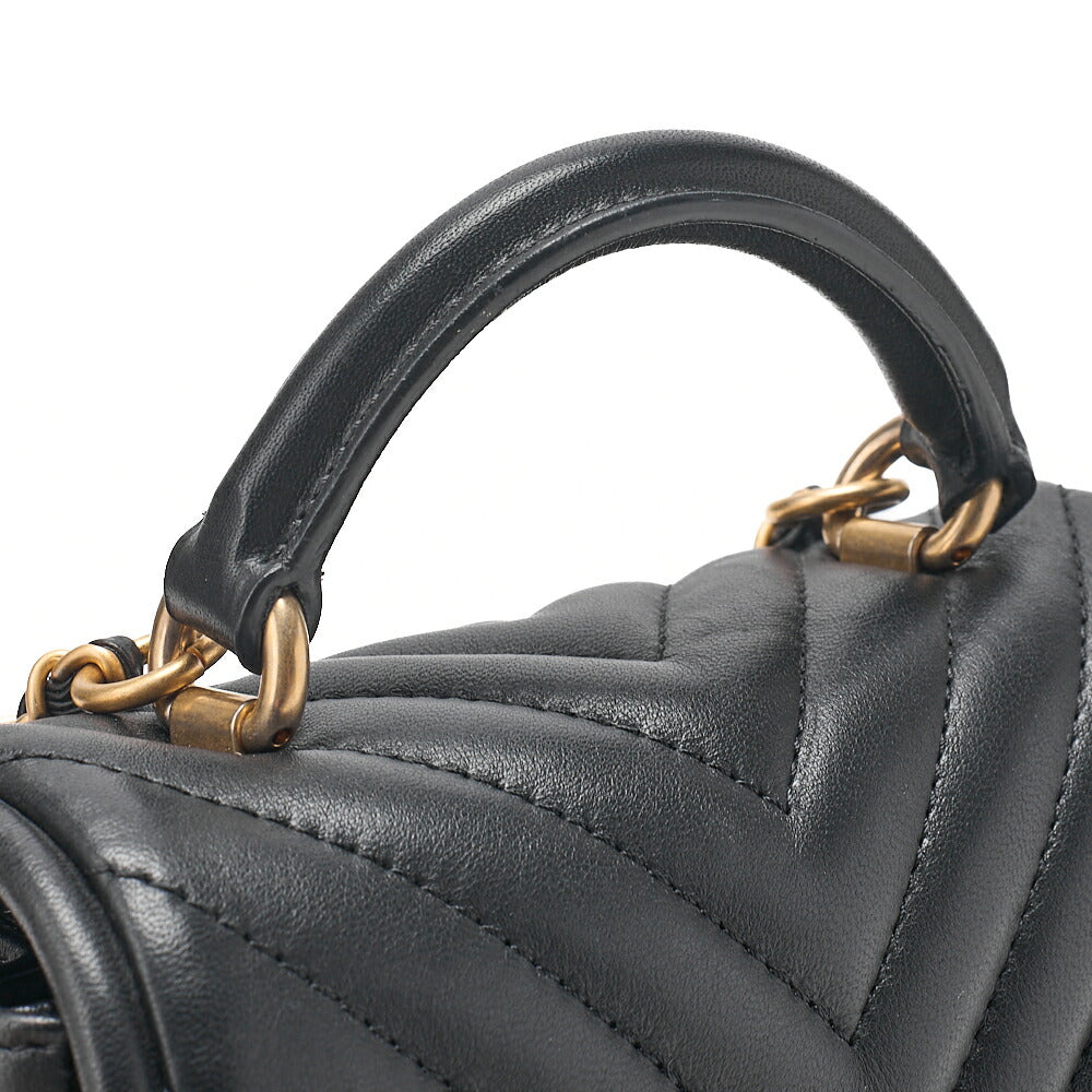 CHANEL Matelasse 2WAY Chevron Chain Shoulder Handbag Lambskin Black Gold -Tone Hardware, Pre-Owned
