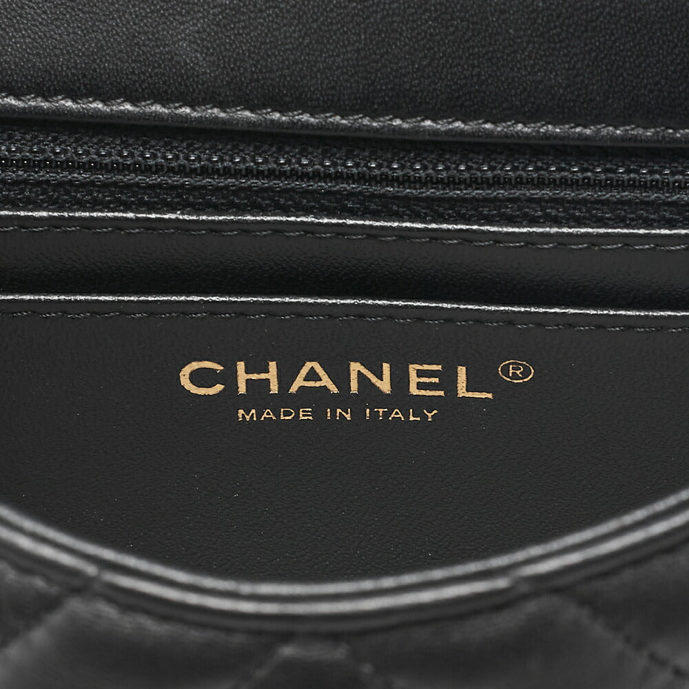 CHANEL Matelasse 2WAY Chevron Chain Shoulder Handbag Lambskin Black Gold -Tone Hardware, Pre-Owned