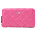 CHANEL Matelasse Round Wallet Lambskin Pink Silver-Tone Hardware, Pre-Owned