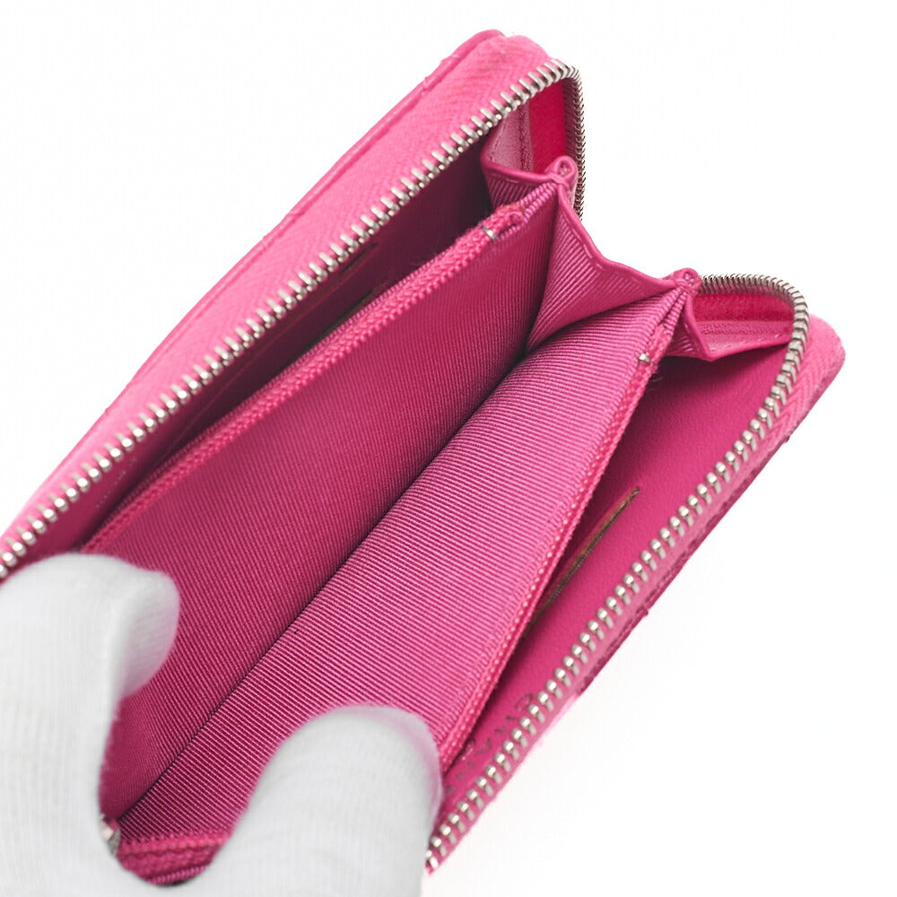 CHANEL Matelasse Round Wallet Lambskin Pink Silver-Tone Hardware, Pre-Owned