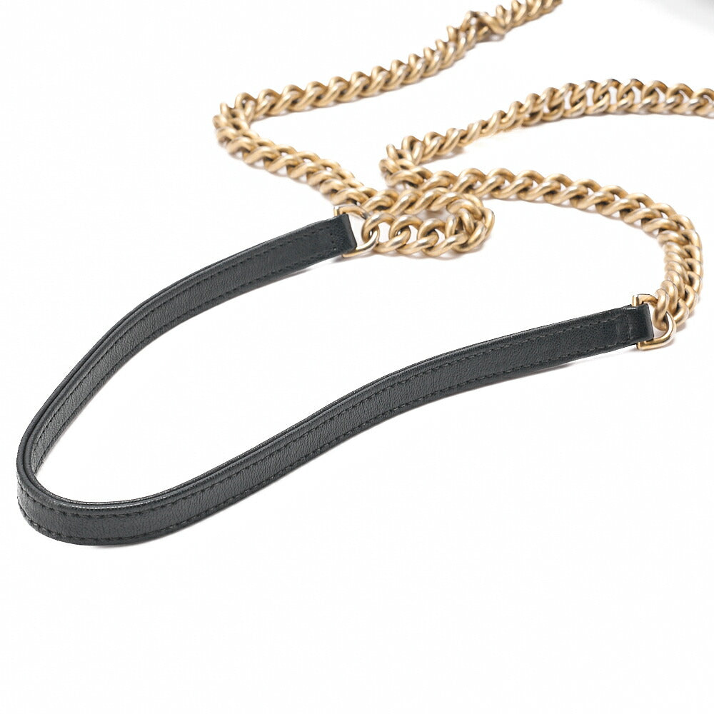 CHANEL Calfskin Matelasse Single Turn Lock Chain Shoulder Black Gold-Tone Hardware, Pre-Owned
