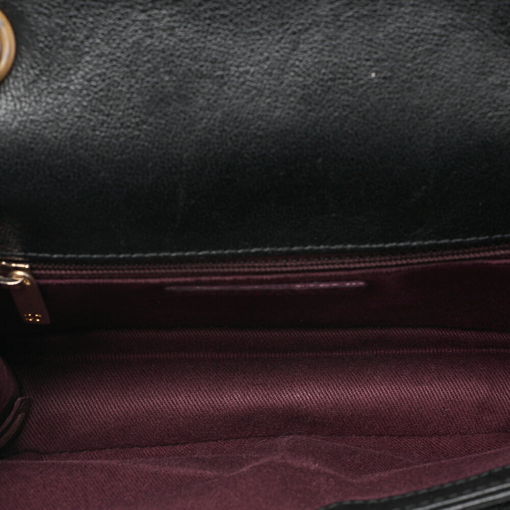 CHANEL Calfskin Matelasse Single Turn Lock Chain Shoulder Black Gold-Tone Hardware, Pre-Owned