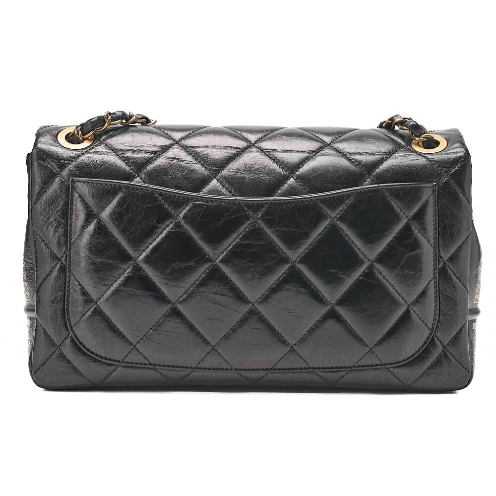 CHANEL Vintage Calf Matelasse Single Chain Shoulder Black Gold-Tone Hardware, Pre-Owned
