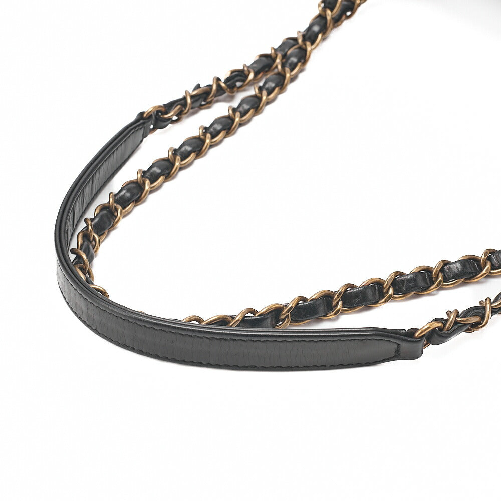 CHANEL Vintage Calf Matelasse Single Chain Shoulder Black Gold-Tone Hardware, Pre-Owned