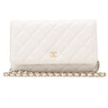 CHANEL Chanel Matelasse Chain Wallet Caviar Skin White Gold-Tone Hardware, Pre-Owned