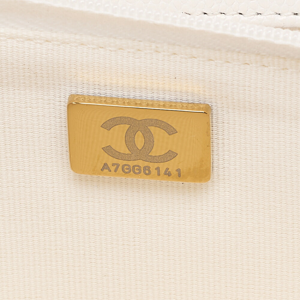 CHANEL Chanel Matelasse Chain Wallet Caviar Skin White Gold-Tone Hardware, Pre-Owned