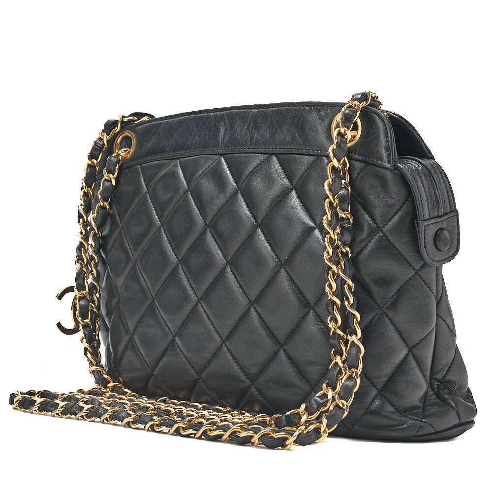 CHANEL Shoulder Bag Tote Bag Matelasse Coco Charm Chain Shoulder Lambskin Black Gold-Tone Hardware, Pre-Owned