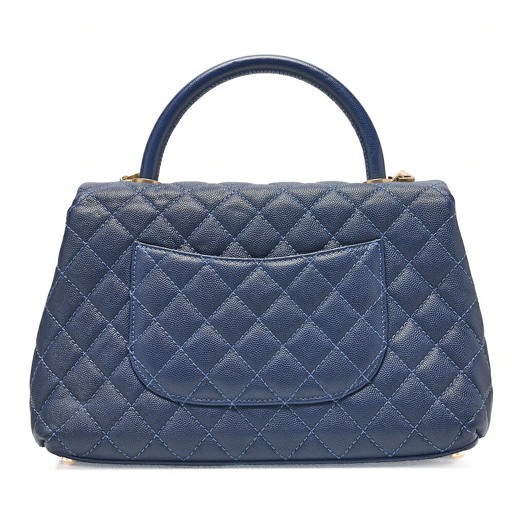 CHANEL Shoulder Bag Matelasse Coco Handle 2-Way Handbag Navy Gold-Tone Hardware, Pre-Owned