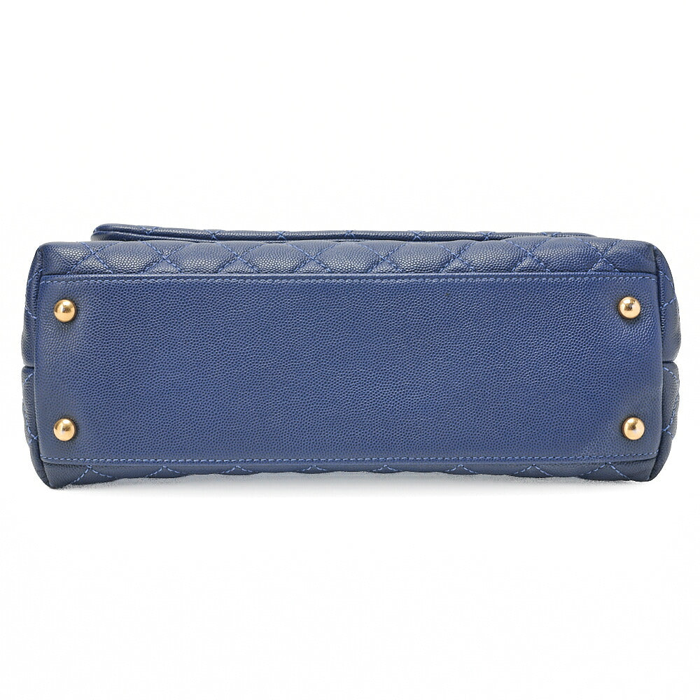 CHANEL Shoulder Bag Matelasse Coco Handle 2-Way Handbag Navy Gold-Tone Hardware, Pre-Owned