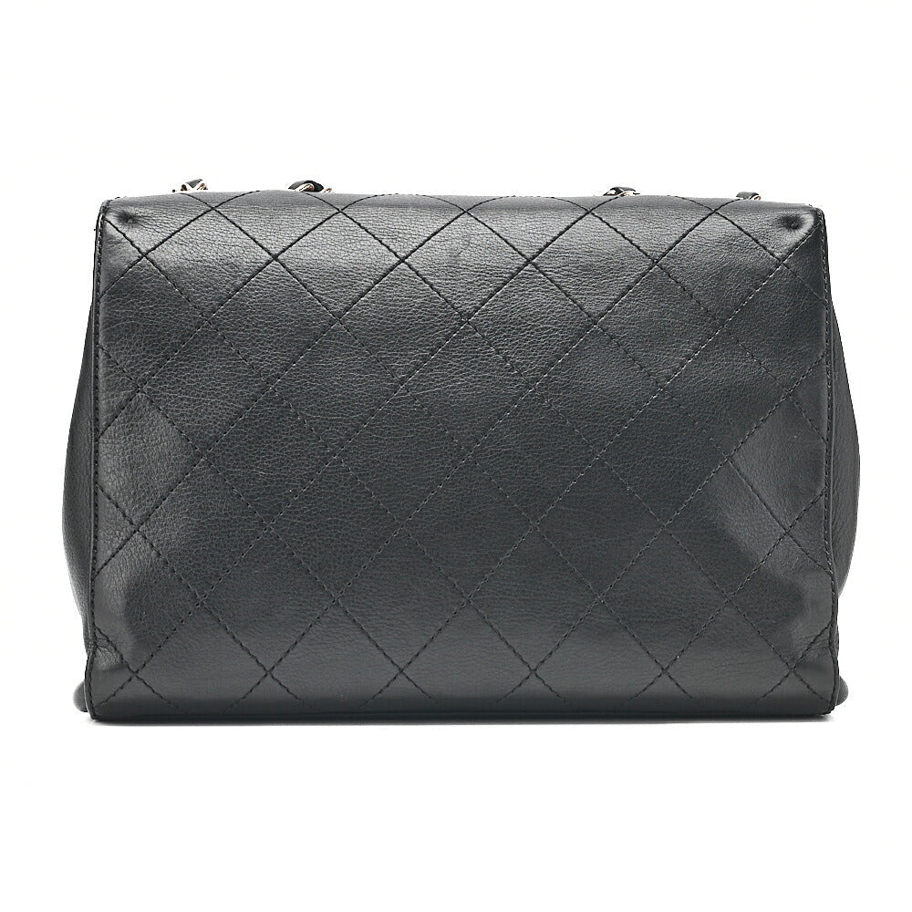 CHANEL Vintage Calf Matelasse Chain Shoulder Black Gold-Tone Hardware, Pre-Owned