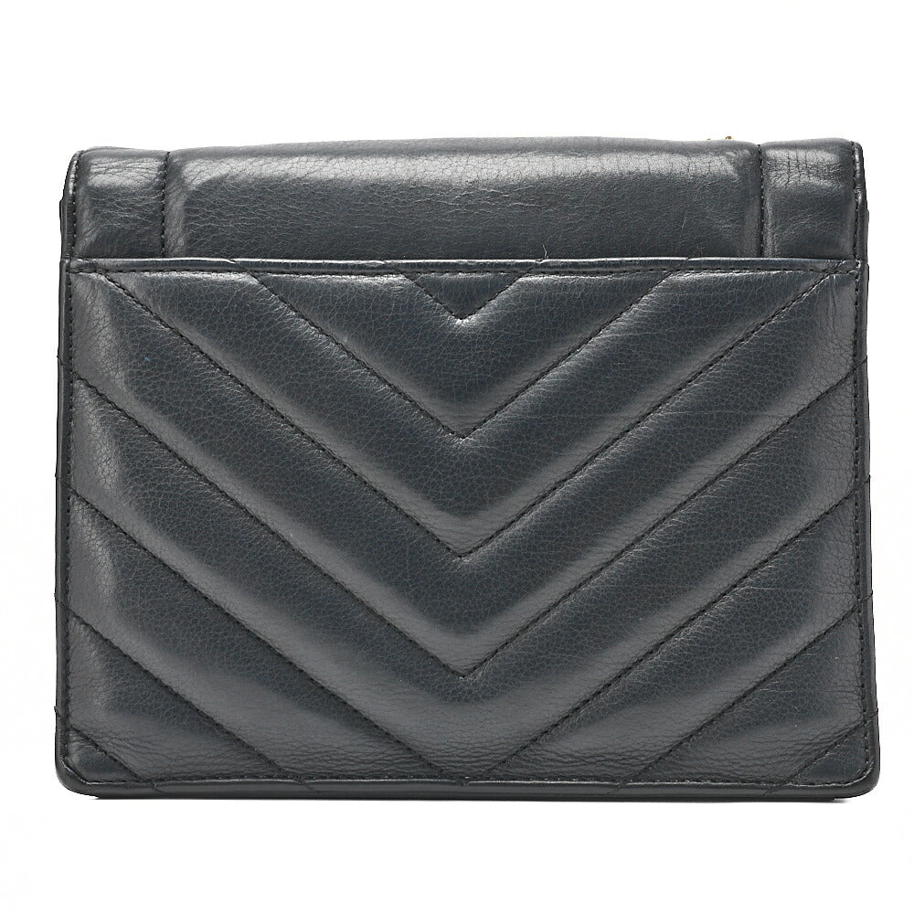 CHANEL Calfskin V-Stitch Chevron Coco Mark Chain Shoulder Black Gold-Tone Hardware, Pre-Owned