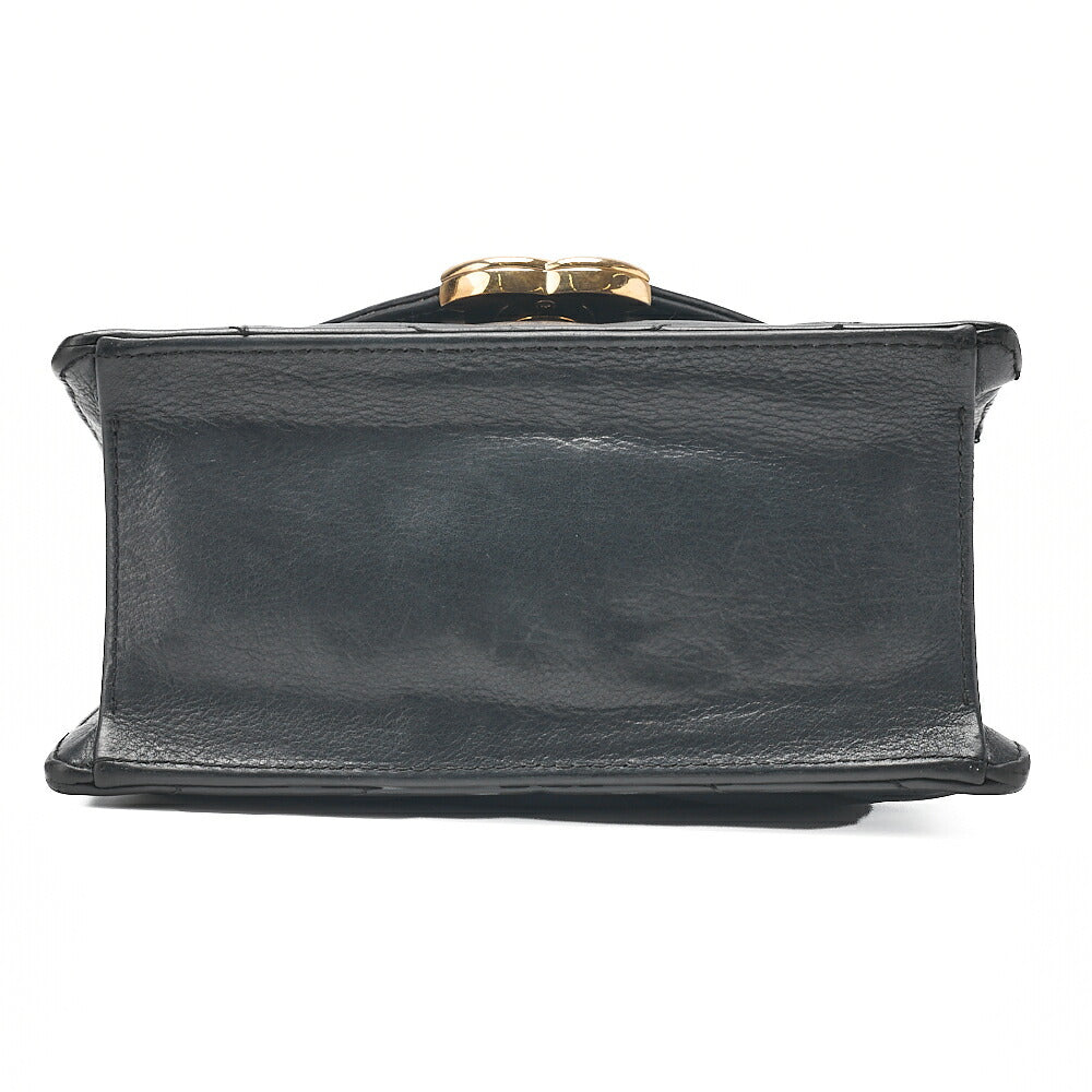 CHANEL Calfskin V-Stitch Chevron Coco Mark Chain Shoulder Black Gold-Tone Hardware, Pre-Owned