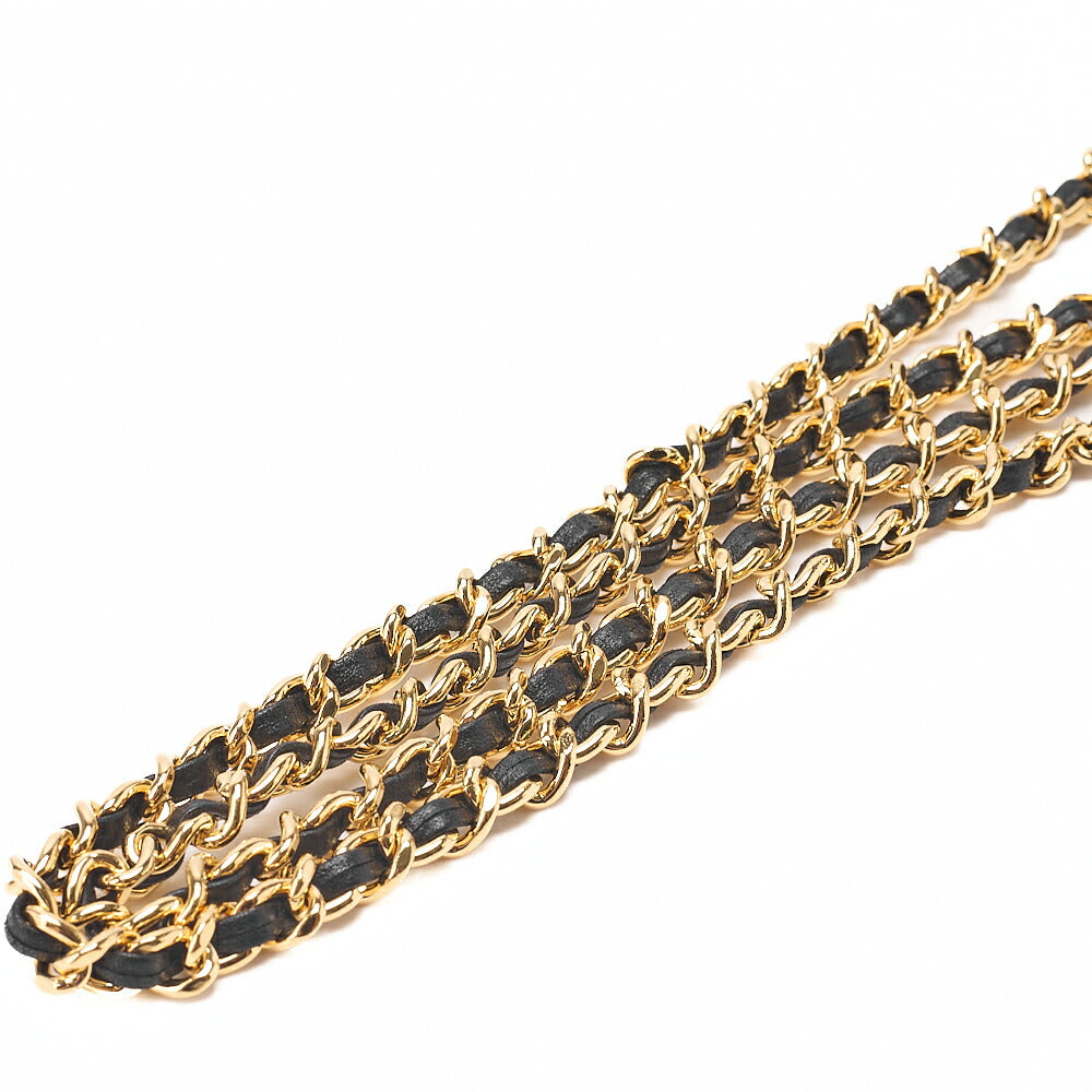 CHANEL Calfskin V-Stitch Chevron Coco Mark Chain Shoulder Black Gold-Tone Hardware, Pre-Owned