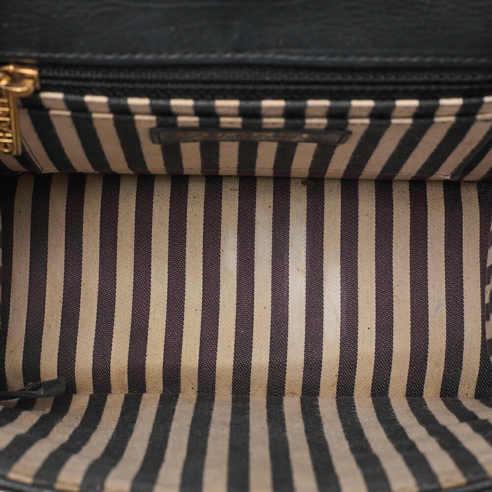 CHANEL Calfskin V-Stitch Chevron Coco Mark Chain Shoulder Black Gold-Tone Hardware, Pre-Owned