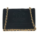 CHANEL Full Flap Push Lock Velour Black Coco Mark Chain Shoulder Gold-Tone Hardware, Pre-Owned