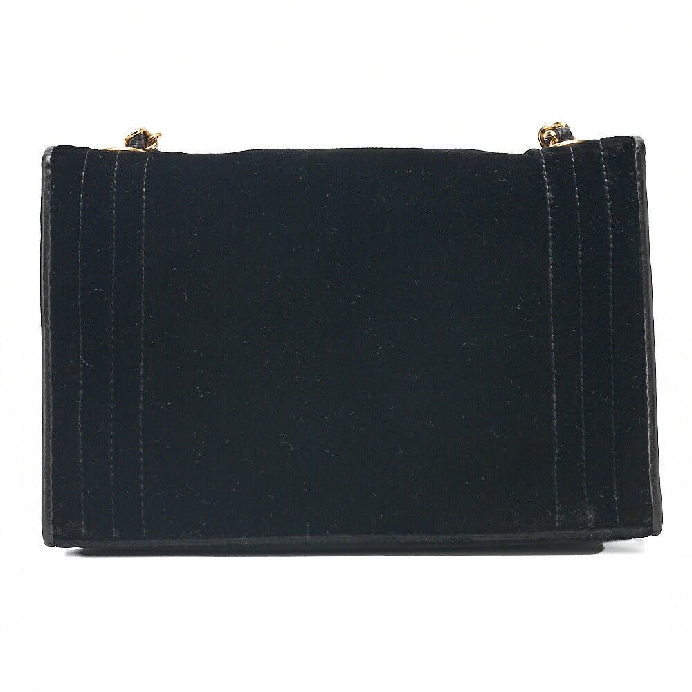 CHANEL Full Flap Push Lock Velour Black Coco Mark Chain Shoulder Gold-Tone Hardware, Pre-Owned