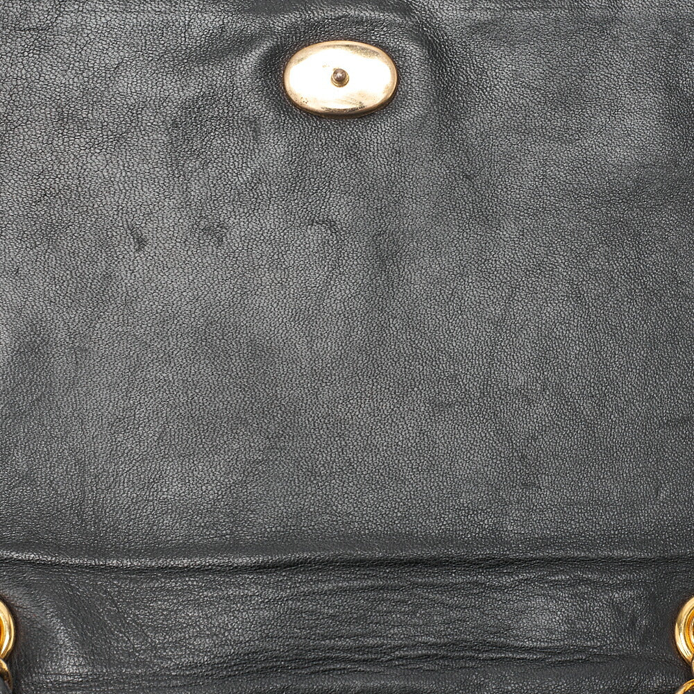 CHANEL Full Flap Push Lock Velour Black Coco Mark Chain Shoulder Gold-Tone Hardware, Pre-Owned