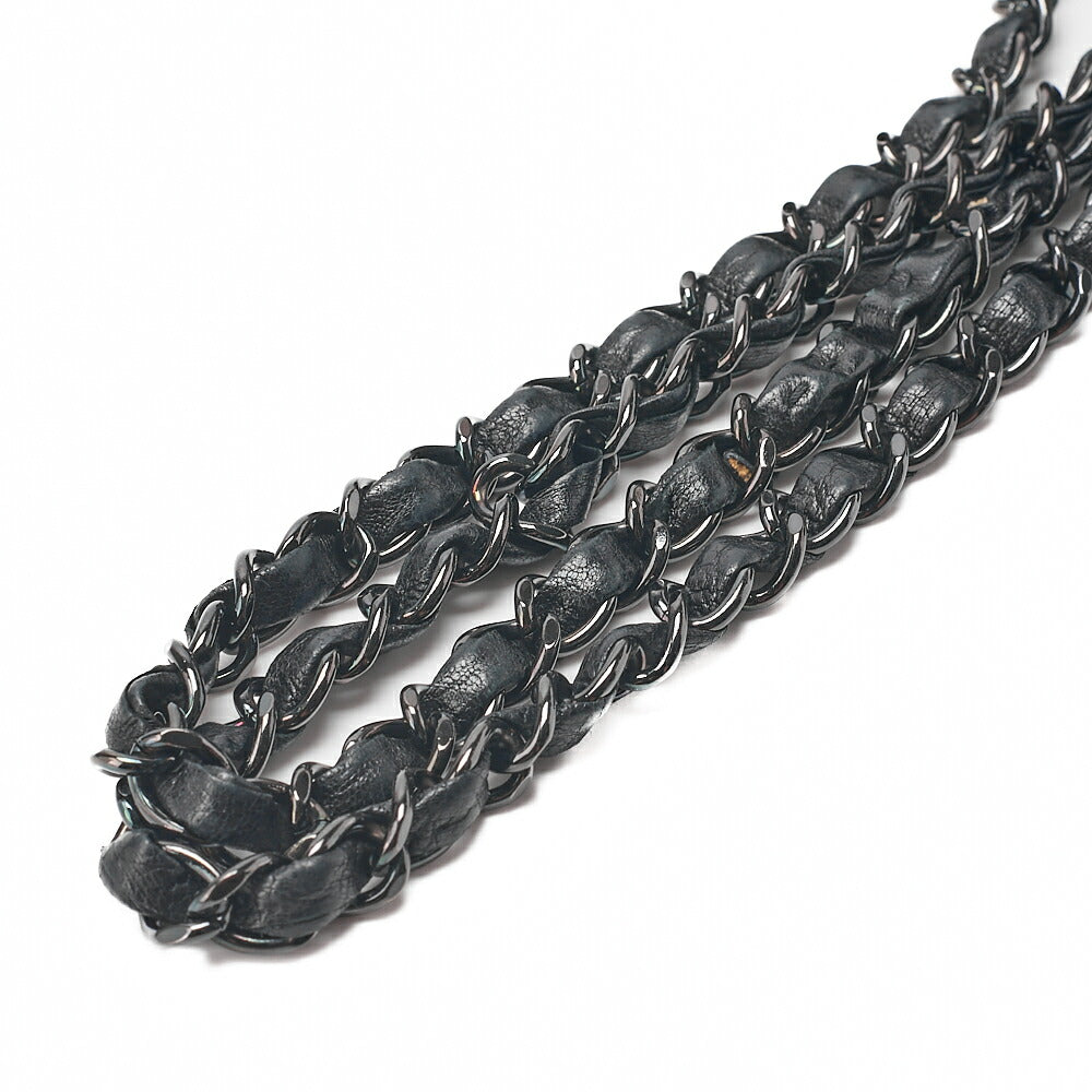 CHANEL Calfskin Studs Matelasse Single Flap Chain Shoulder Black Black-Tone Hardware, Pre-Owned