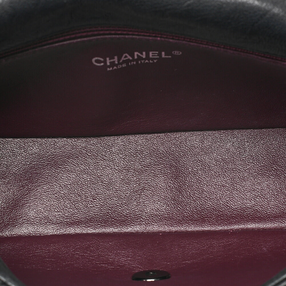 CHANEL Calfskin Studs Matelasse Single Flap Chain Shoulder Black Black-Tone Hardware, Pre-Owned