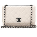 CHANEL Chain Wallet Trendy CC Matelasse Lambskin White Black -Tone Hardware, Pre-Owned