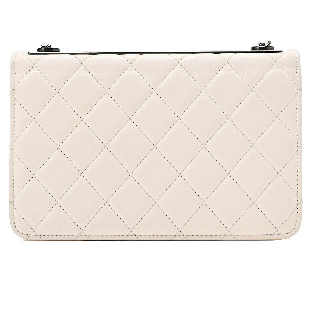 CHANEL Chain Wallet Trendy CC Matelasse Lambskin White Black -Tone Hardware, Pre-Owned