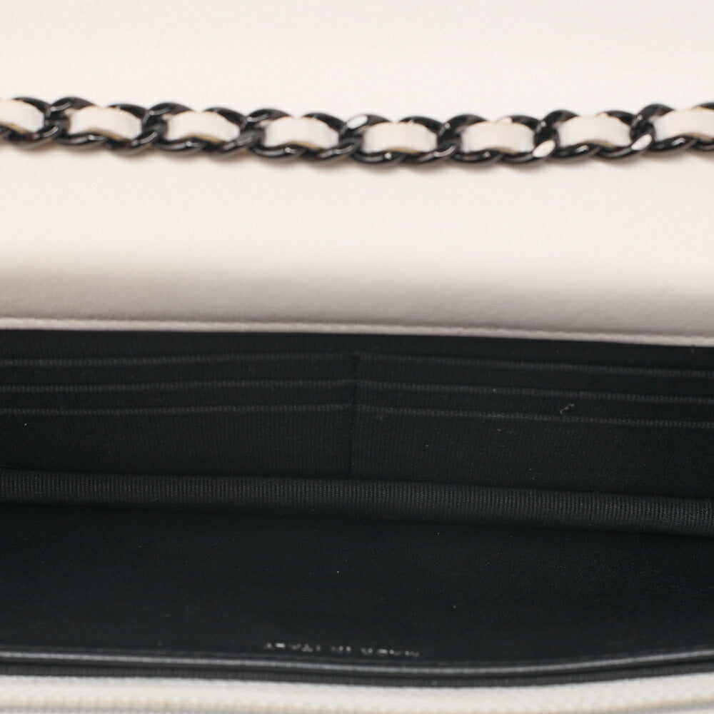 CHANEL Chain Wallet Trendy CC Matelasse Lambskin White Black -Tone Hardware, Pre-Owned