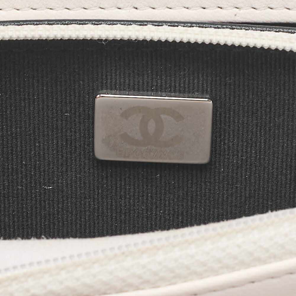 CHANEL Chain Wallet Trendy CC Matelasse Lambskin White Black -Tone Hardware, Pre-Owned