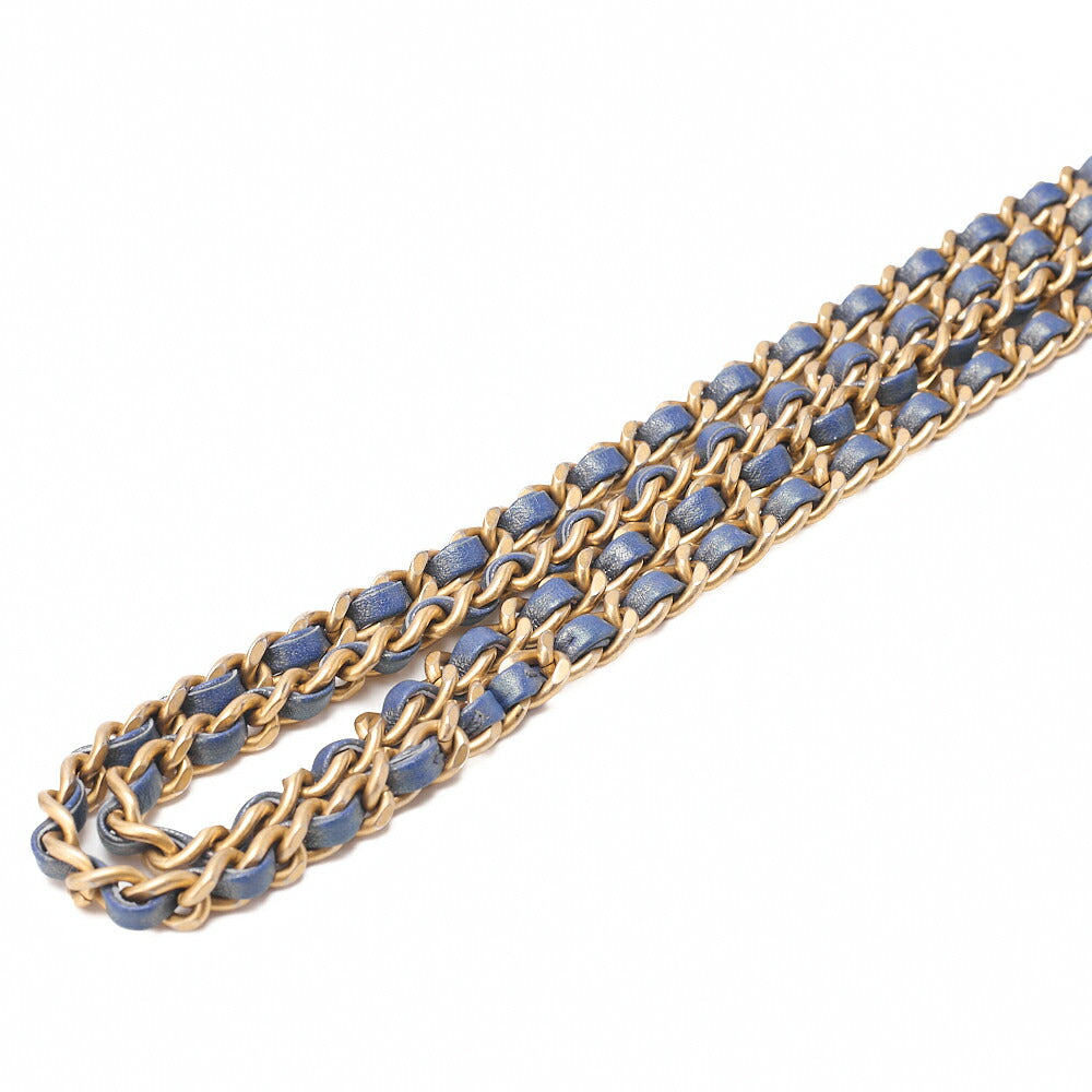 CHANEL Chain Shoulder Bag Matelasse Dekacoco Double Straight Flap Lambskin Navy Gold-Tone Hardware, Pre-Owned
