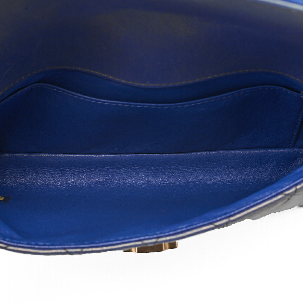 CHANEL Chain Shoulder Bag Matelasse Dekacoco Double Straight Flap Lambskin Navy Gold-Tone Hardware, Pre-Owned