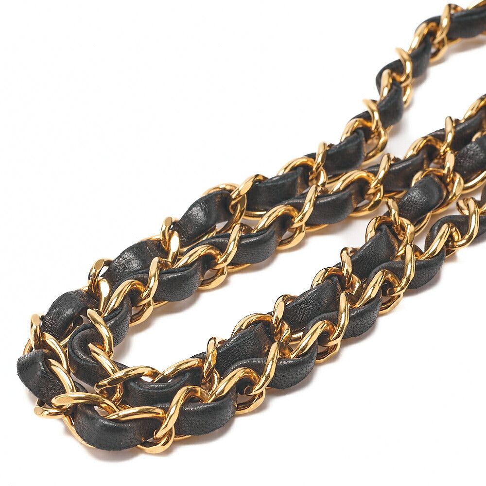 CHANEL Lambskin Matelasse Full Flap 19cm Push Lock Chain Shoulder Black Gold-Tone Hardware, Pre-Owned