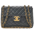 CHANEL Chain Shoulder Bag Coco Mark Decamatulass? 30cm Single Flap Lambskin Black Gold-Tone Hardware, Pre-Owned