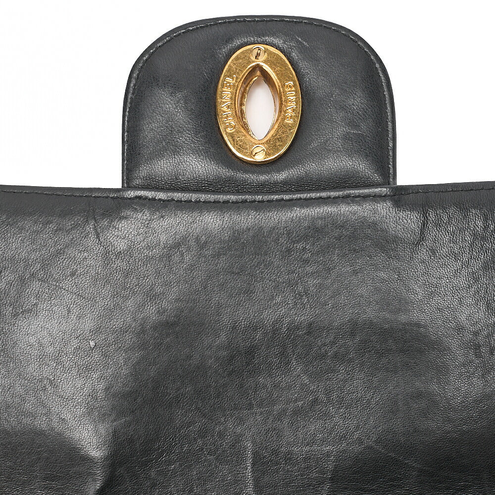 CHANEL Chain Shoulder Bag Coco Mark Decamatulass? 30cm Single Flap Lambskin Black Gold-Tone Hardware, Pre-Owned