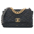 CHANEL Matelasse Chanel 19 Tweed 2-Way Chain Shoulder Black Gold x Silver -Tone Hardware, Pre-Owned
