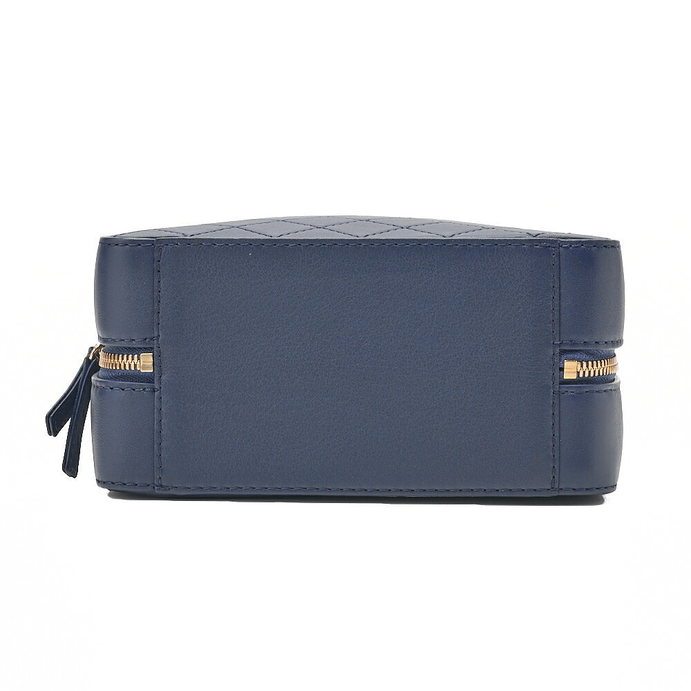 CHANEL Matelasse 2WAY Chain Shoulder Square Calfskin Navy Gold-Tone Hardware, Pre-Owned