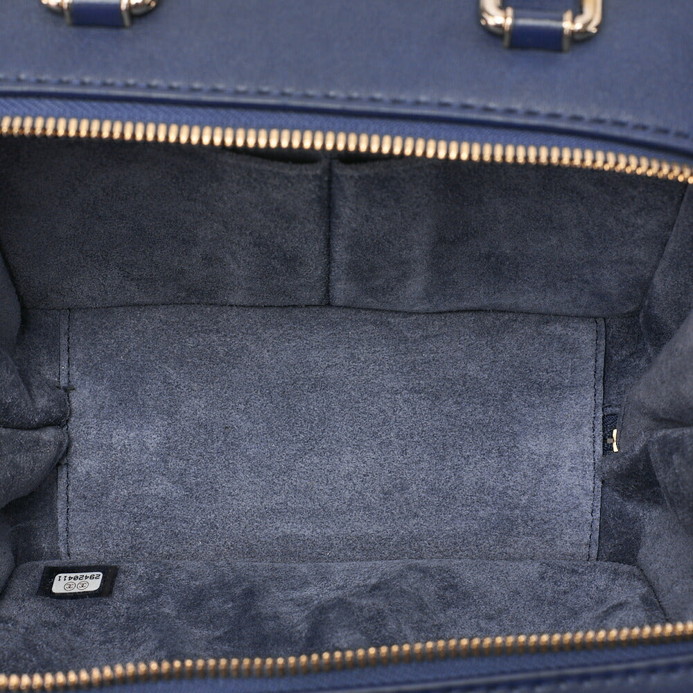CHANEL Matelasse 2WAY Chain Shoulder Square Calfskin Navy Gold-Tone Hardware, Pre-Owned