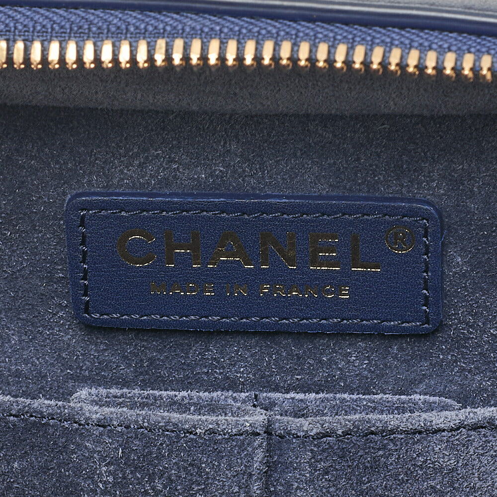 CHANEL Matelasse 2WAY Chain Shoulder Square Calfskin Navy Gold-Tone Hardware, Pre-Owned