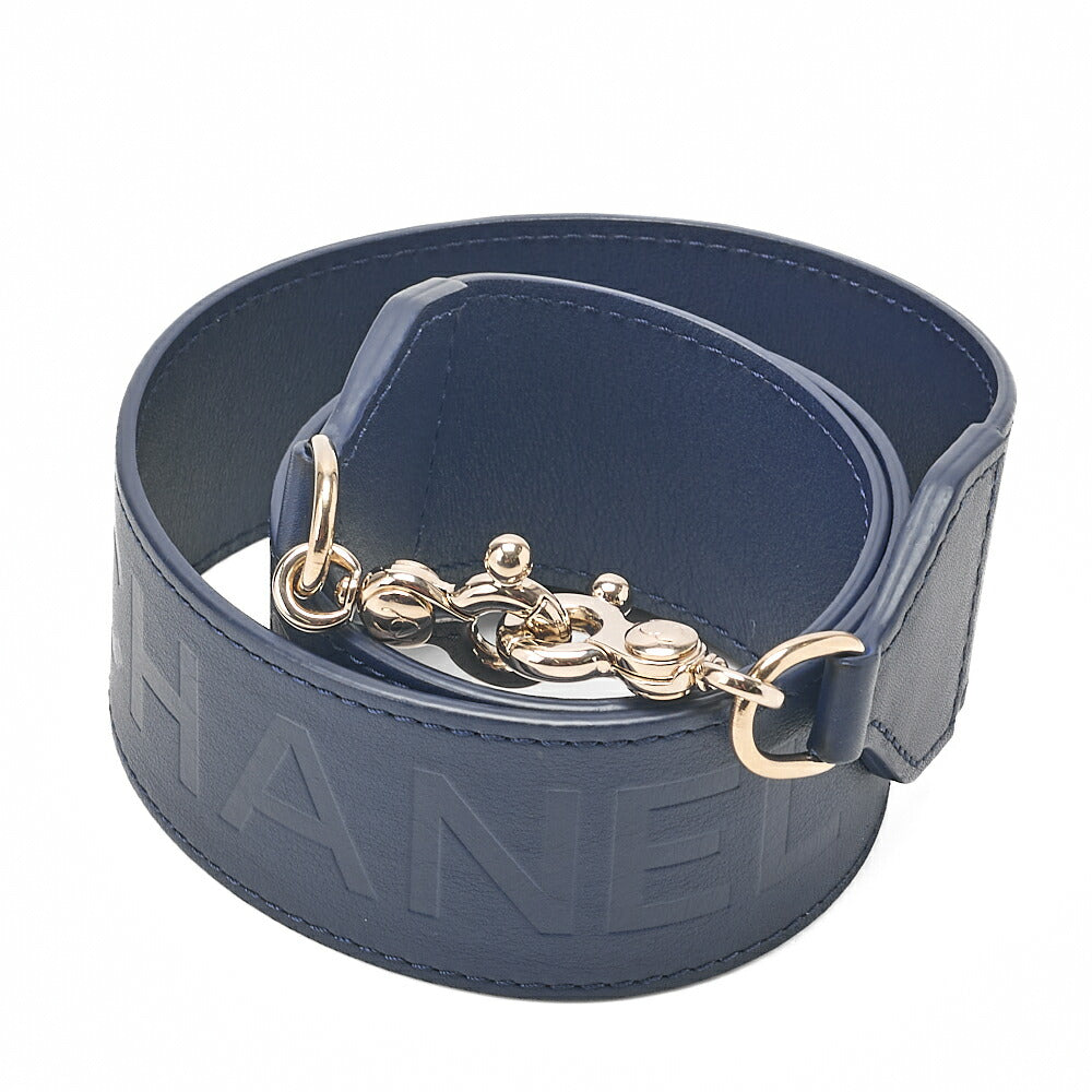 CHANEL Matelasse 2WAY Chain Shoulder Square Calfskin Navy Gold-Tone Hardware, Pre-Owned