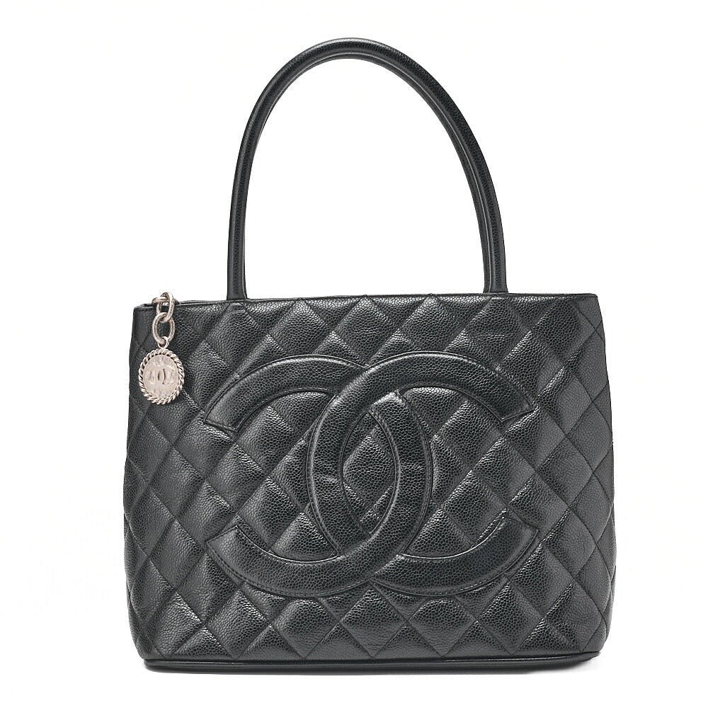 CHANEL Matelasse Reissue Tote Caviar Skin Black Silver-Tone Hardware, Pre-Owned