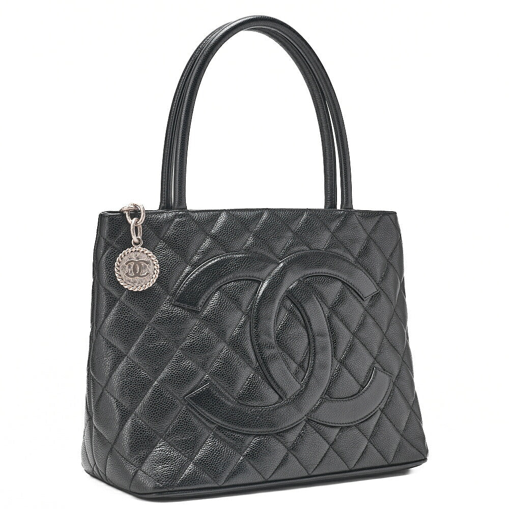 CHANEL Matelasse Reissue Tote Caviar Skin Black Silver-Tone Hardware, Pre-Owned