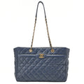 CHANEL Chanel Caviar Skin Matelasse Coco Mark Chain Tote Bag Navy Gold-Tone Hardware, Pre-Owned