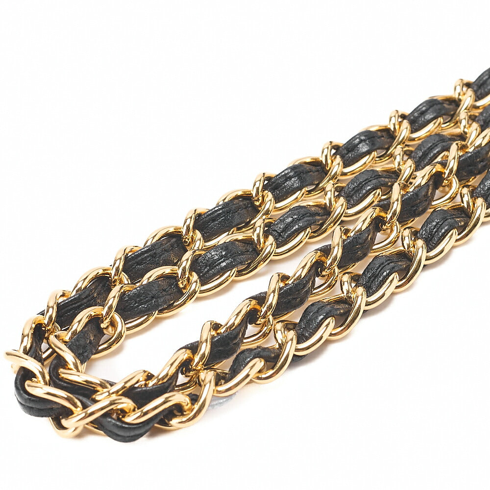 CHANEL Lambskin Matelasse Coco Mark Fringe Chain Shoulder Black Gold-Tone Hardware, Pre-Owned
