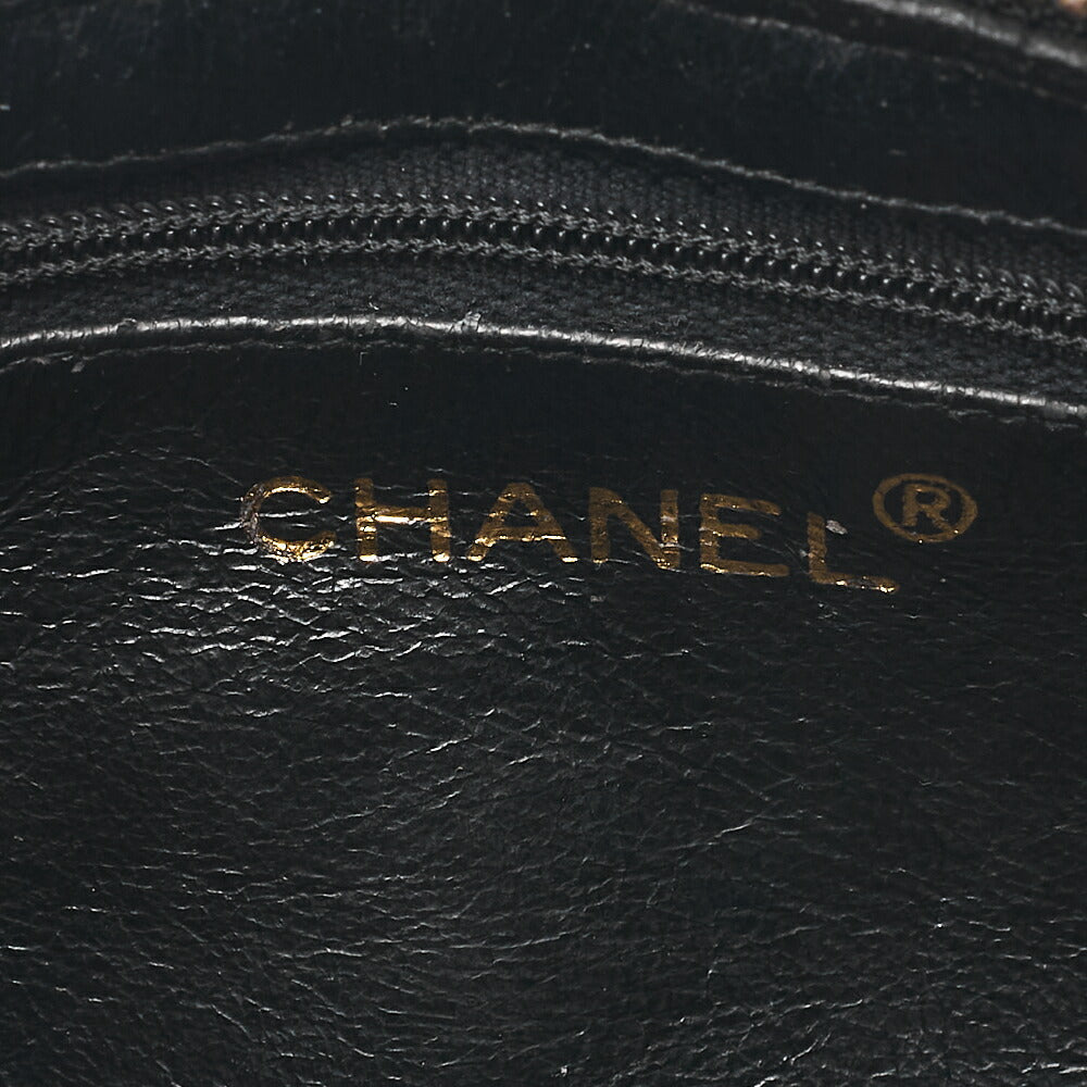 CHANEL Lambskin Matelasse Coco Mark Fringe Chain Shoulder Black Gold-Tone Hardware, Pre-Owned